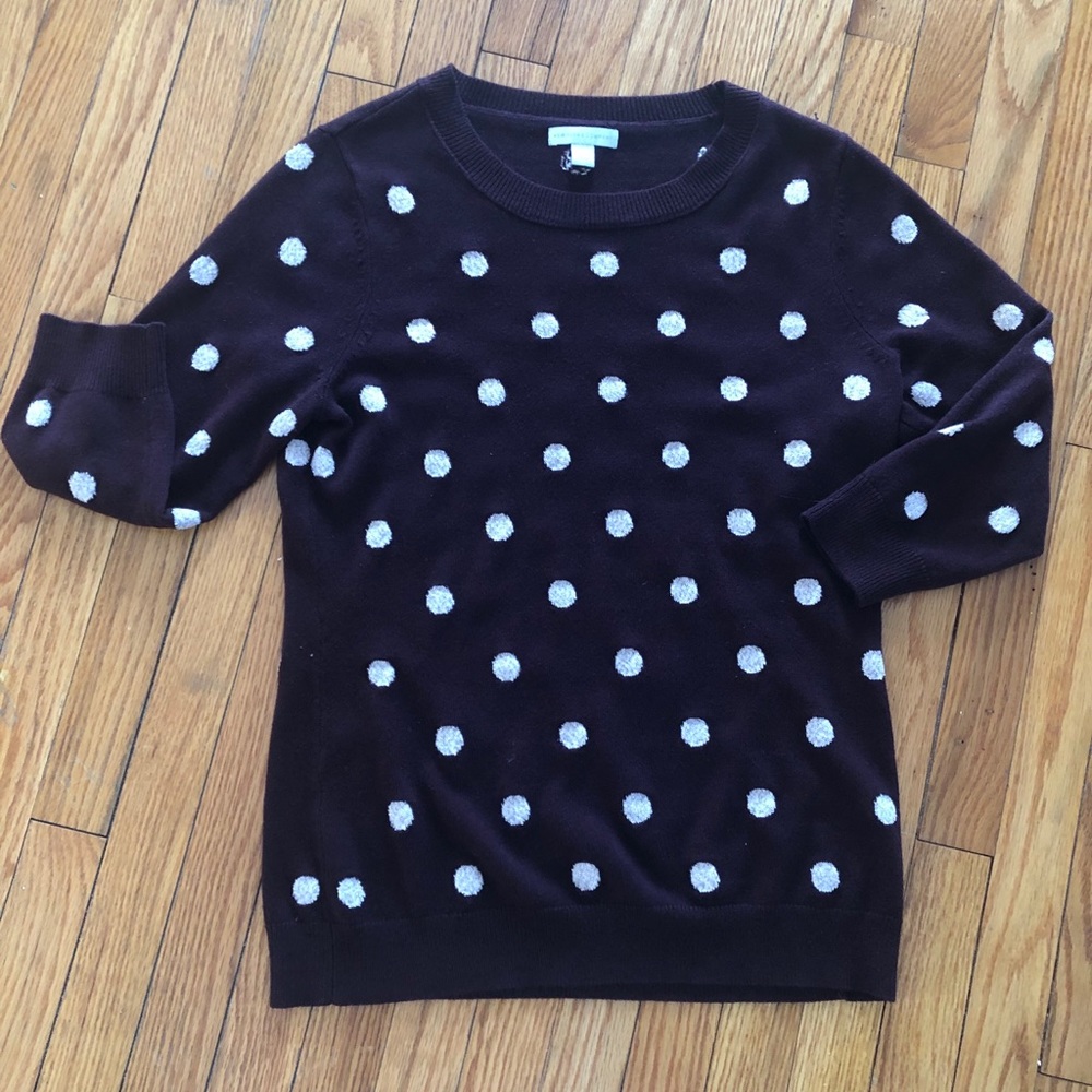 NY&Co Burgundy & Pink Shimmery Polka Dot Sweater